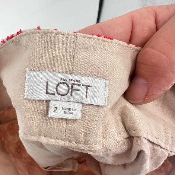 Ann Taylor LOFT Red Embroidered Pattern Shorts Size 2 Coastal‎ Boho - Picture 3 of 11